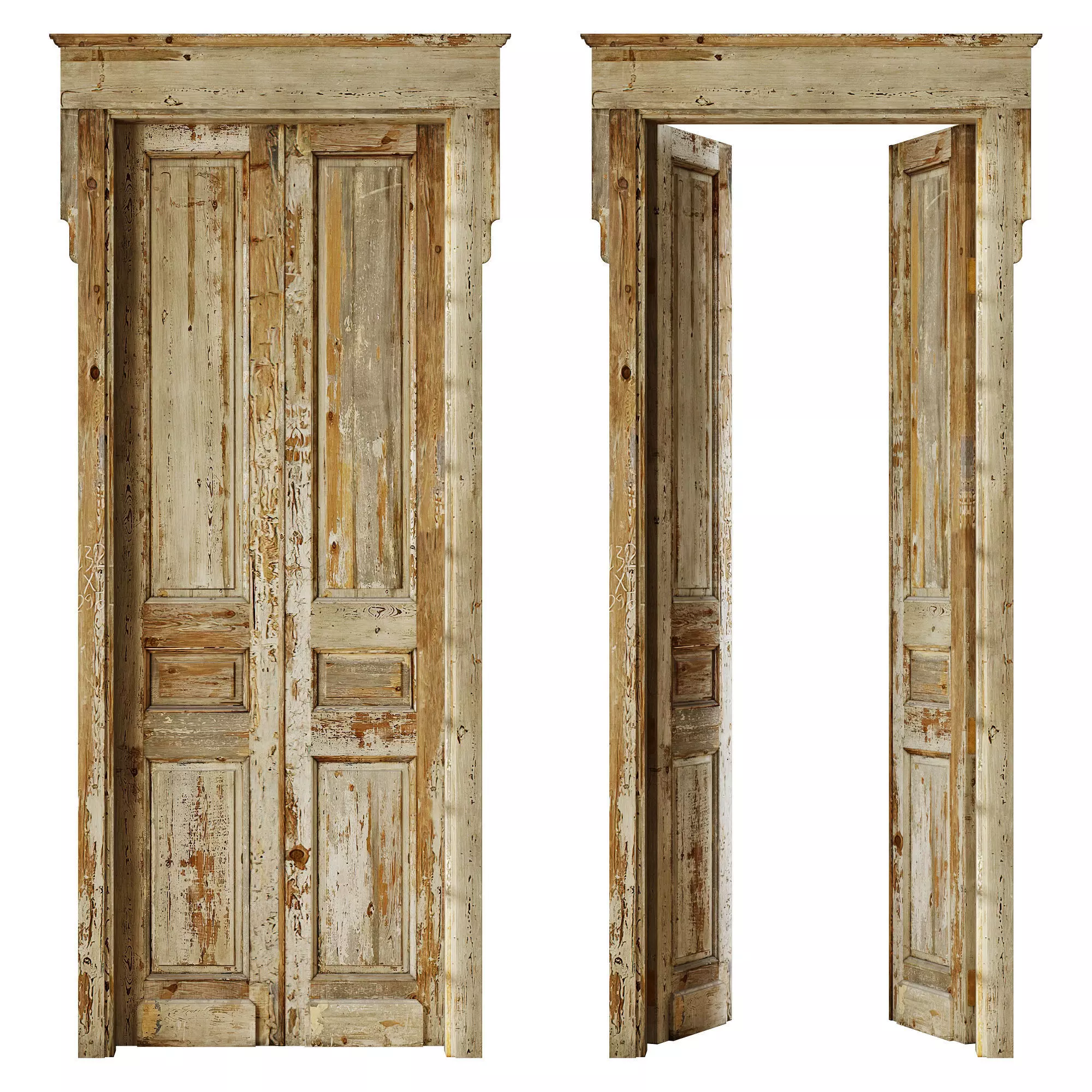 Old classic door 005 3D model_0
