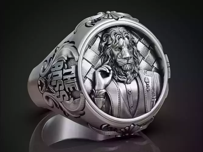 Ring lion suit boss baroque pattern