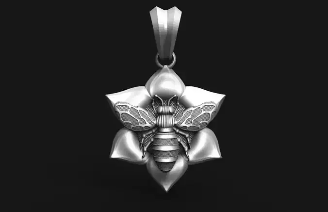 Bee and flower pendant