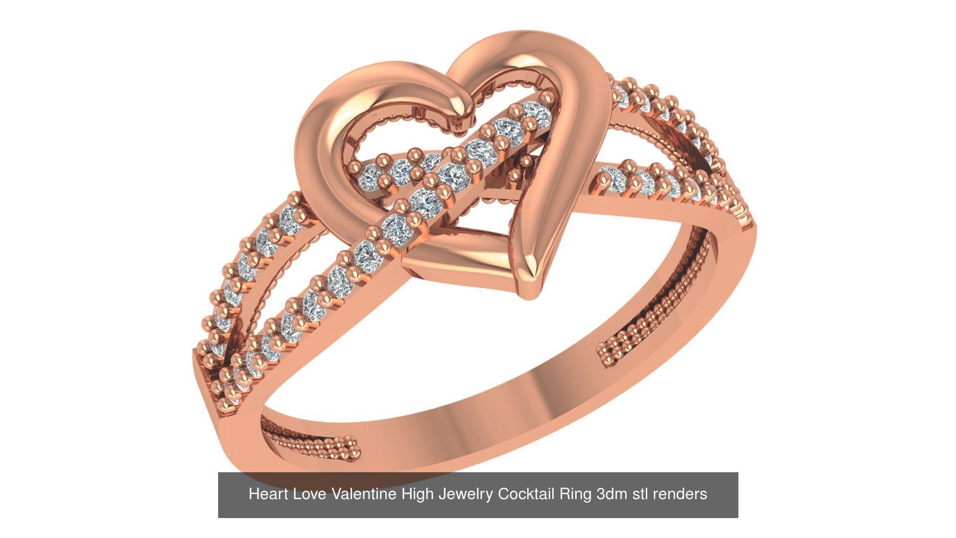 25 Heart Love Valentine Ring 3dm stl renders details 3D Model Collection_2