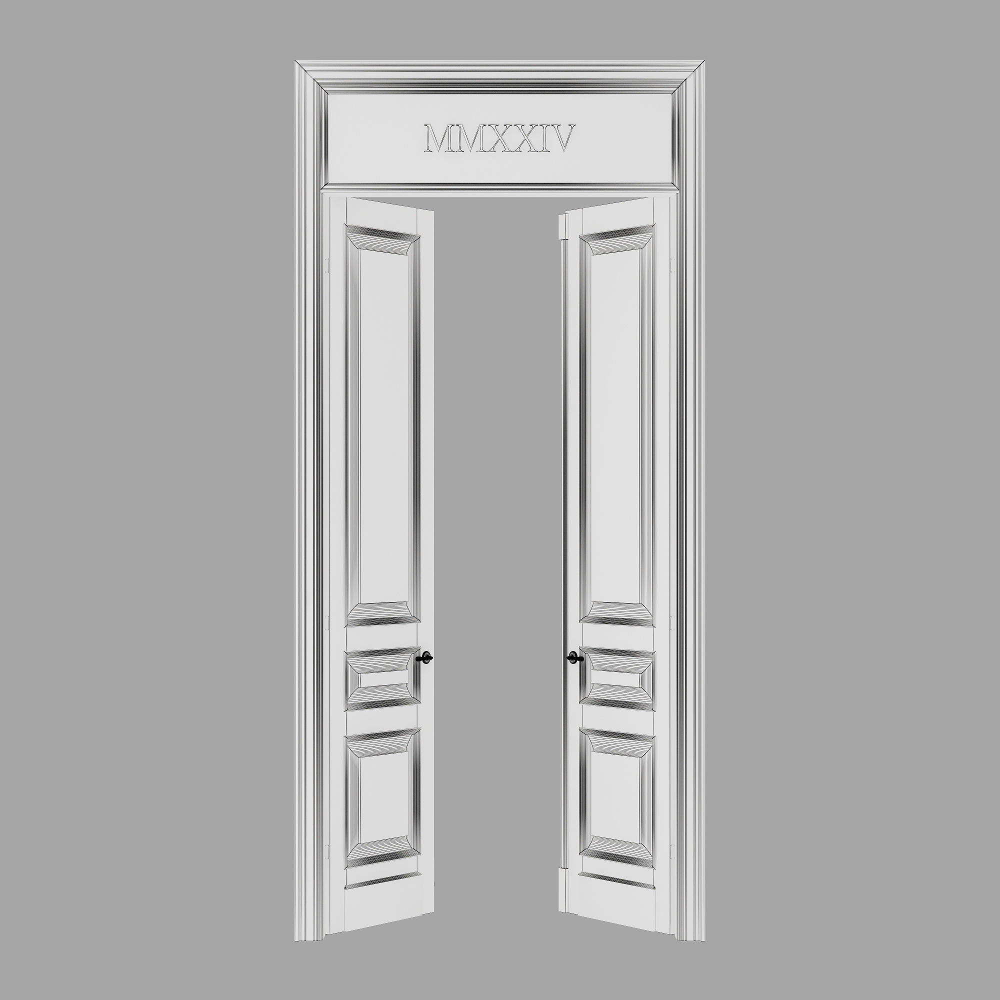 Old classic door 008 3D model_6