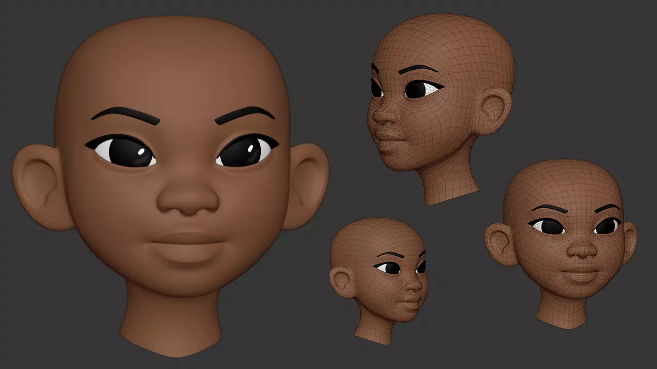 Free Stylized Head Base Mesh Free low-poly 3D model