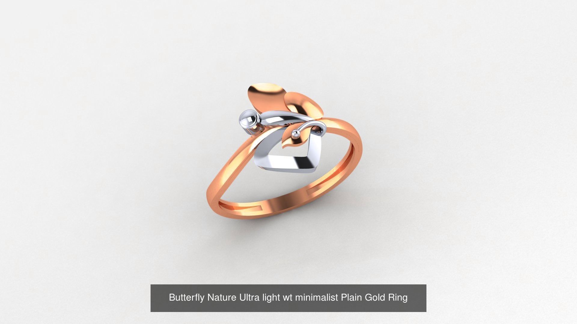 6 Butterfly Flower Ultra light wt minimalist Plain Gold Ring  3D Model Collection_2