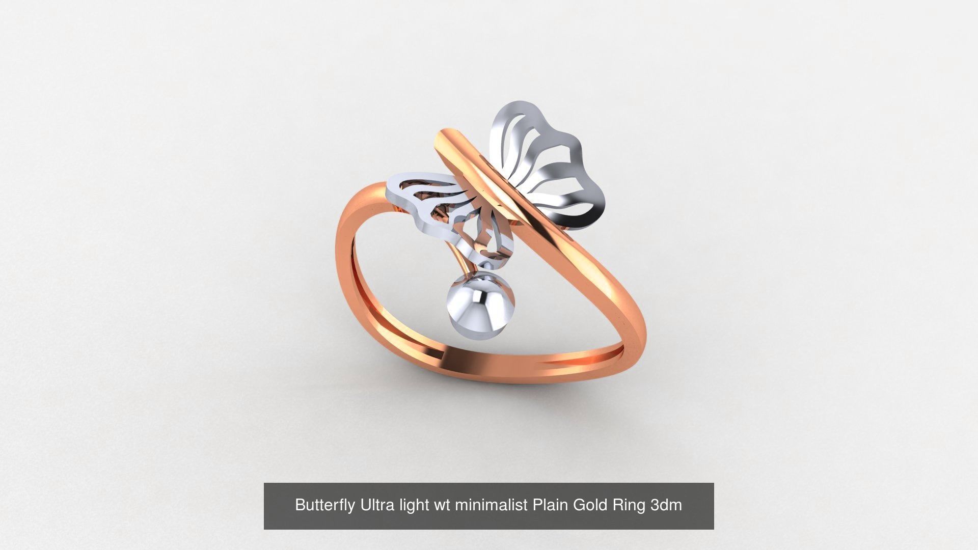 6 Butterfly Flower Ultra light wt minimalist Plain Gold Ring  3D Model Collection_1