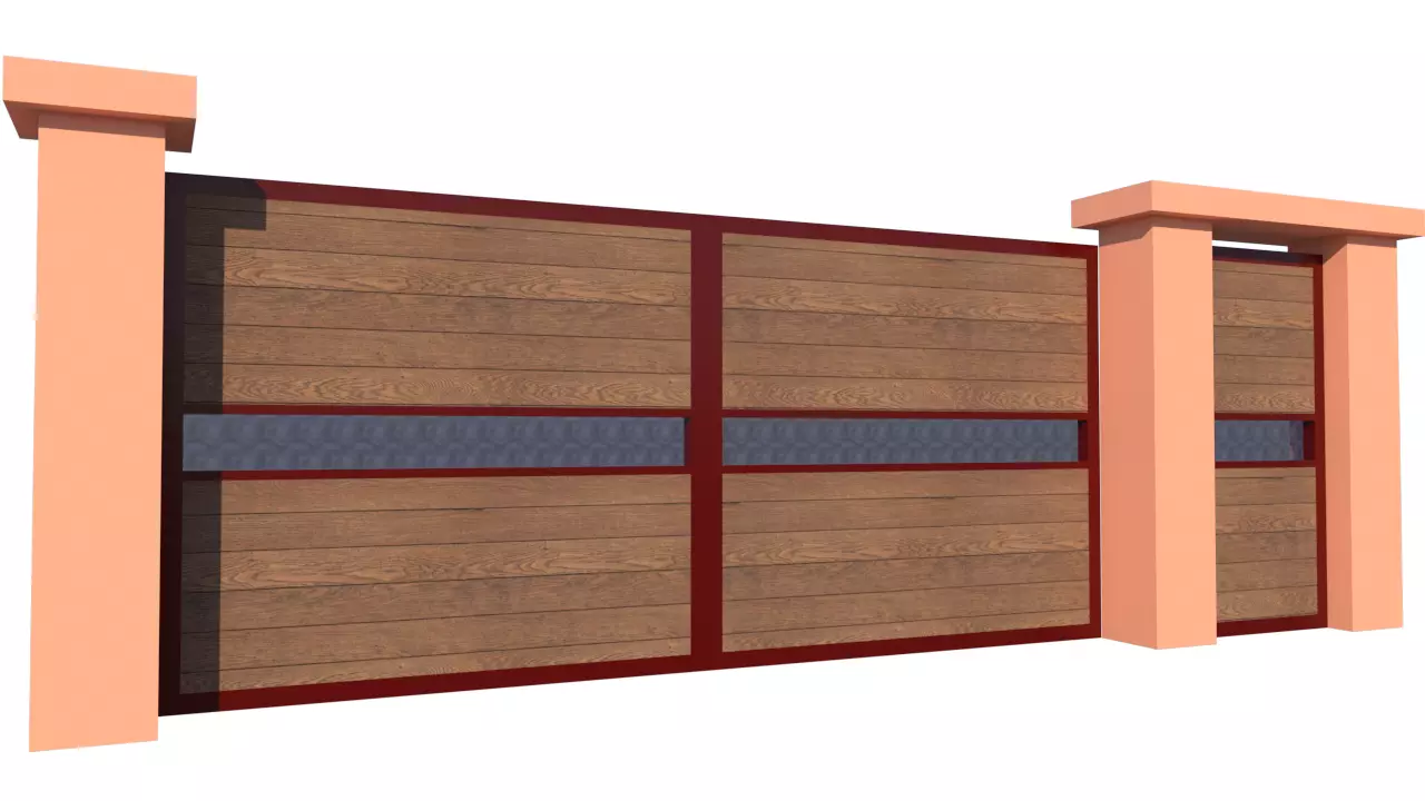 Wooden Planks Door with Iron Frame Free 3D model