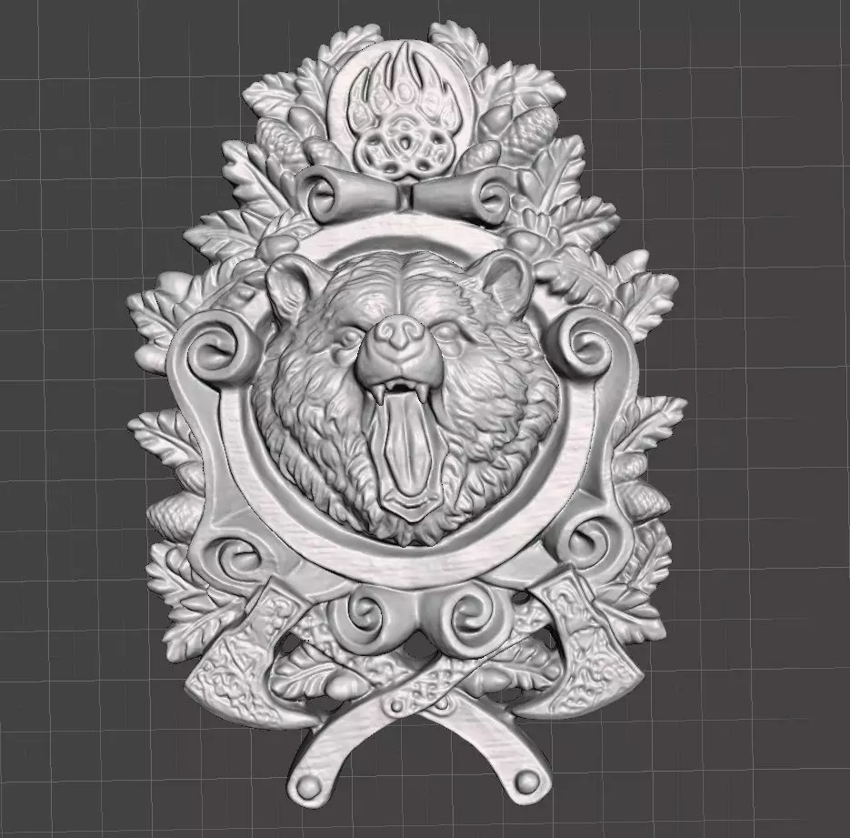 Viking Roaring Bear Wall Mounted 3D print model