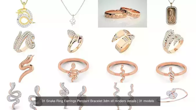 31 Snake Ring Earrings Pendant Bracelet 3dm stl renders details 3D Model Collection 31 Snake Ring Earrings Pendant Bracelet 3dm stl renders details 3D Model Collection
