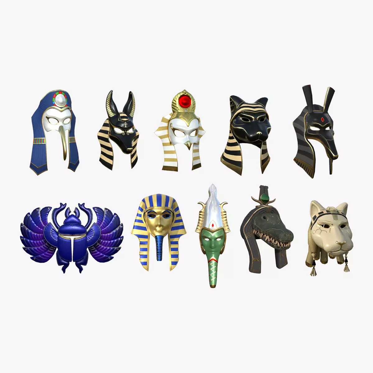 10 Egyptian Gods Masks Collection - Character Game Clothing _0