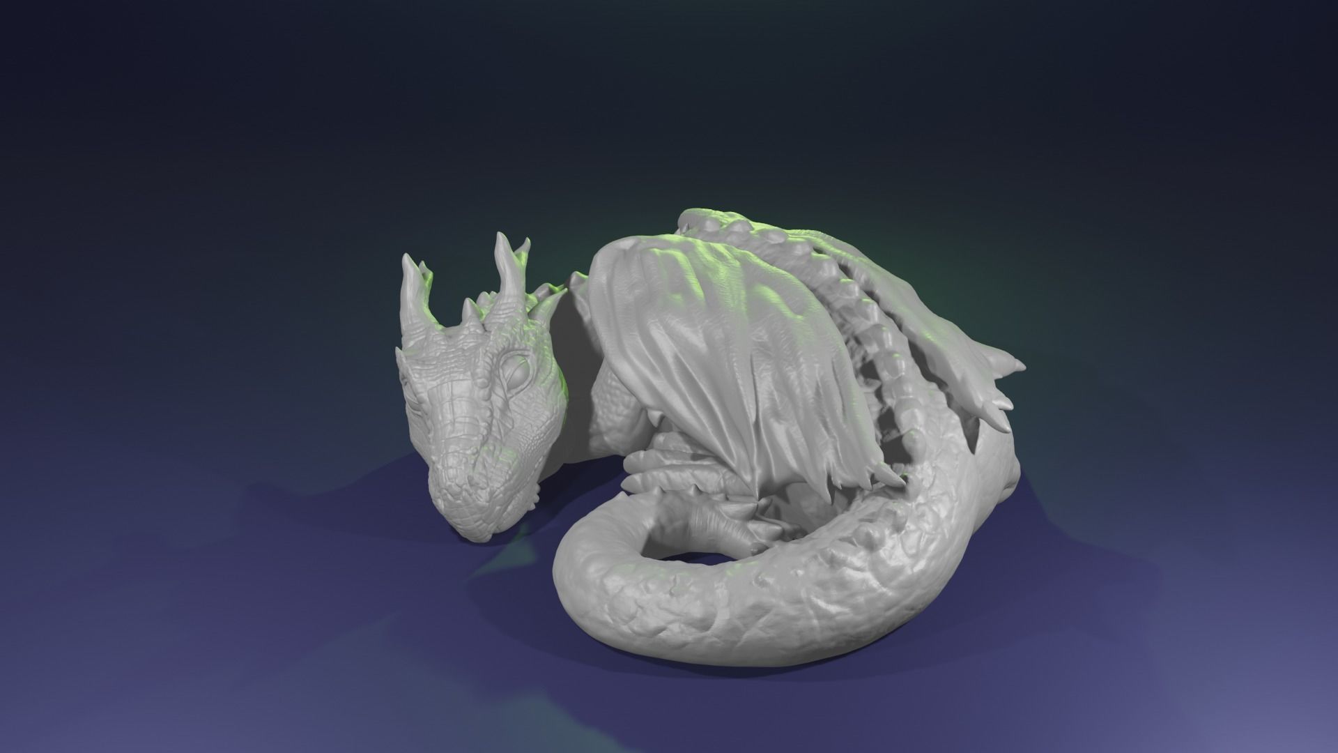 Sleeping Baby Forest Dragon curled up highpoly dnd 3D print model_6