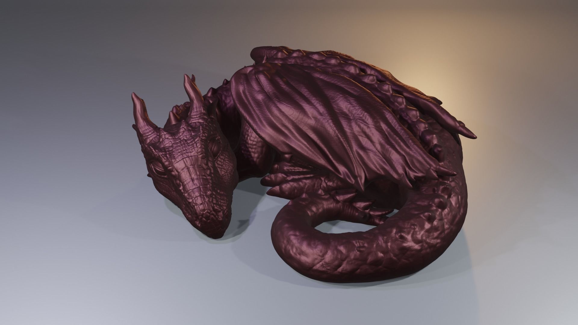 Sleeping Baby Forest Dragon curled up highpoly dnd 3D print model_5