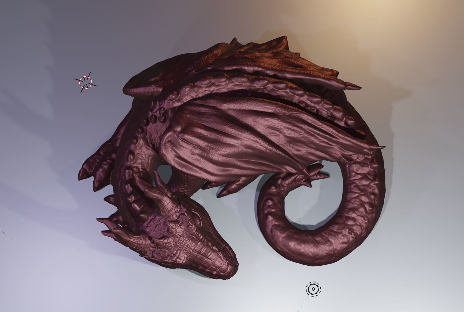 Sleeping Baby Forest Dragon curled up highpoly dnd 3D print model_11