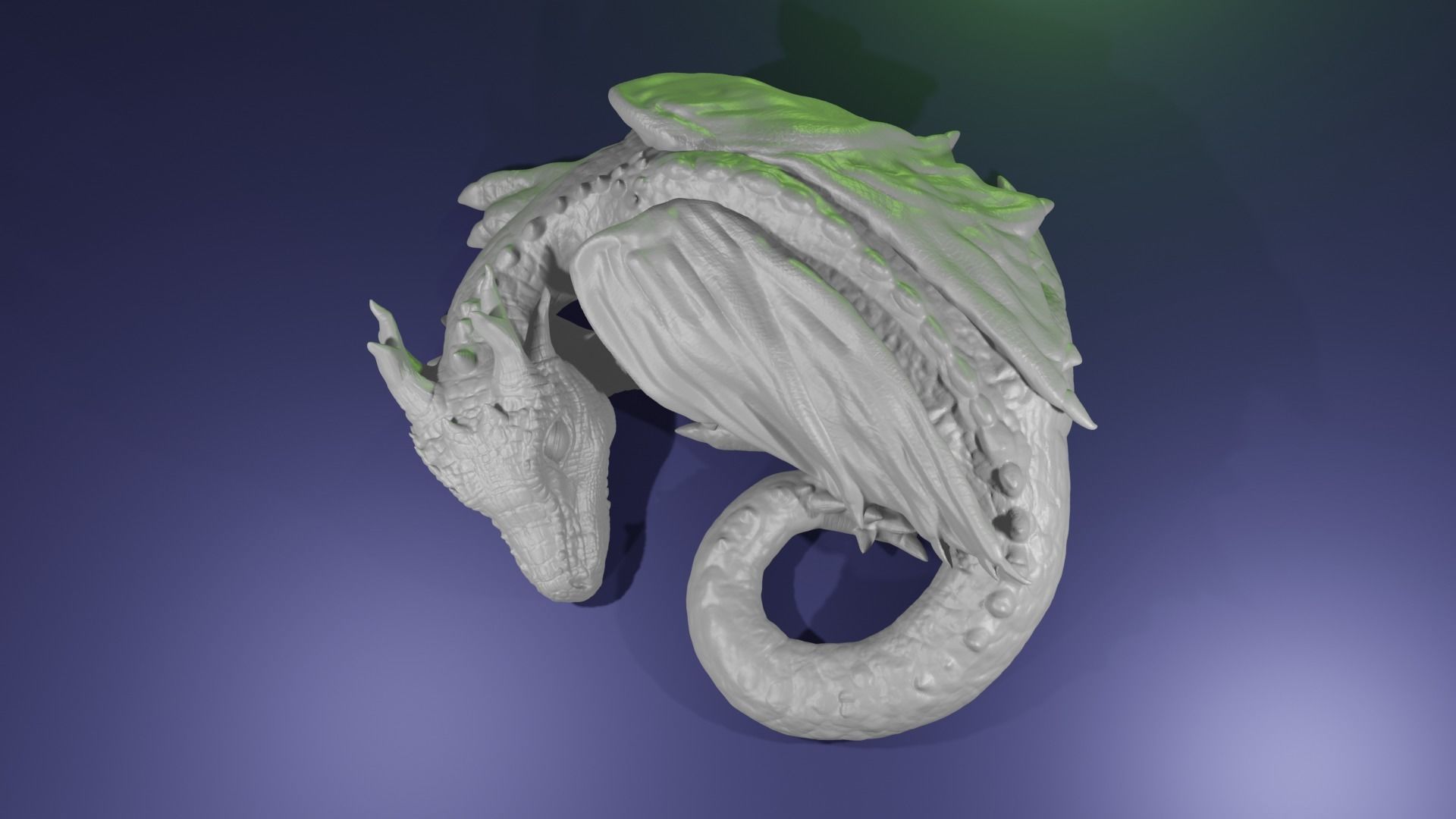 Sleeping Baby Forest Dragon curled up highpoly dnd 3D print model_8