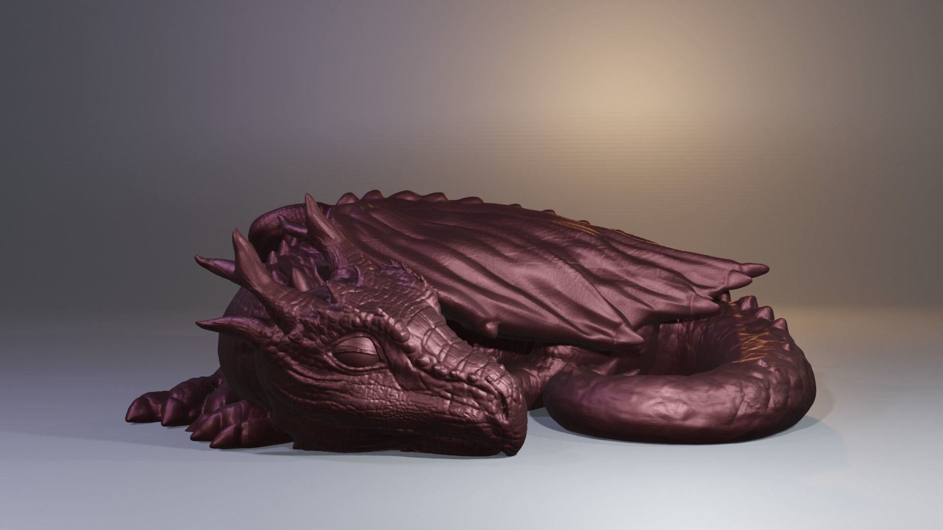 Sleeping Baby Forest Dragon curled up highpoly dnd 3D print model_9
