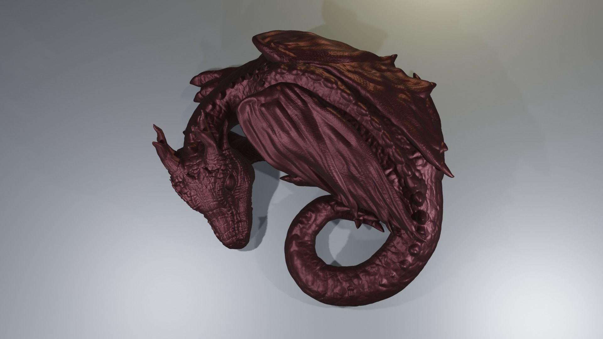 Sleeping Baby Forest Dragon curled up highpoly dnd 3D print model_12