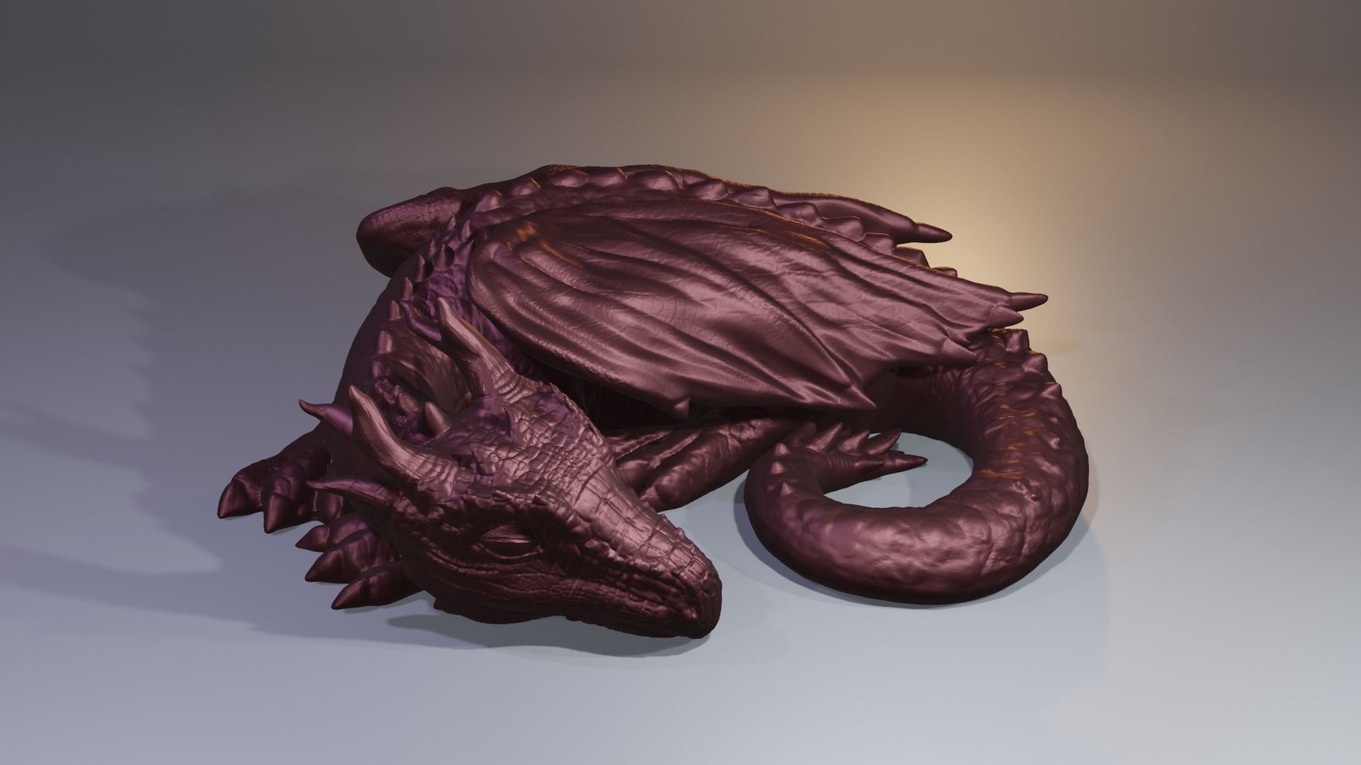 Sleeping Baby Forest Dragon curled up highpoly dnd 3D print model_10