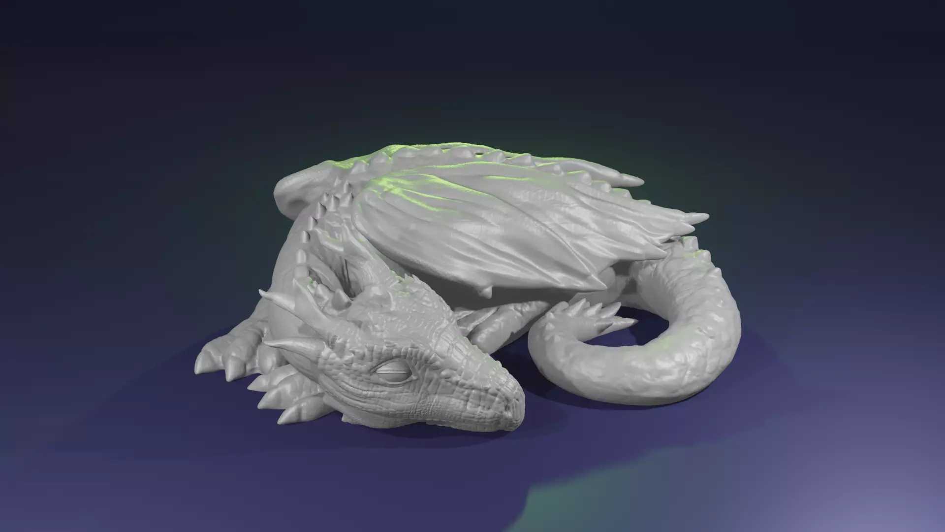 Sleeping Baby Forest Dragon curled up highpoly dnd 3D print model_0