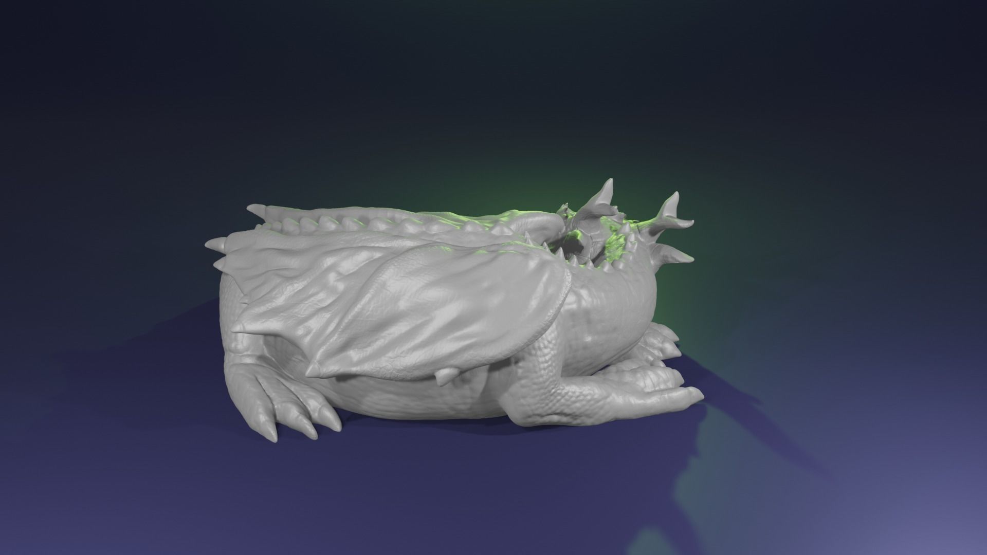 Sleeping Baby Forest Dragon curled up highpoly dnd 3D print model_3