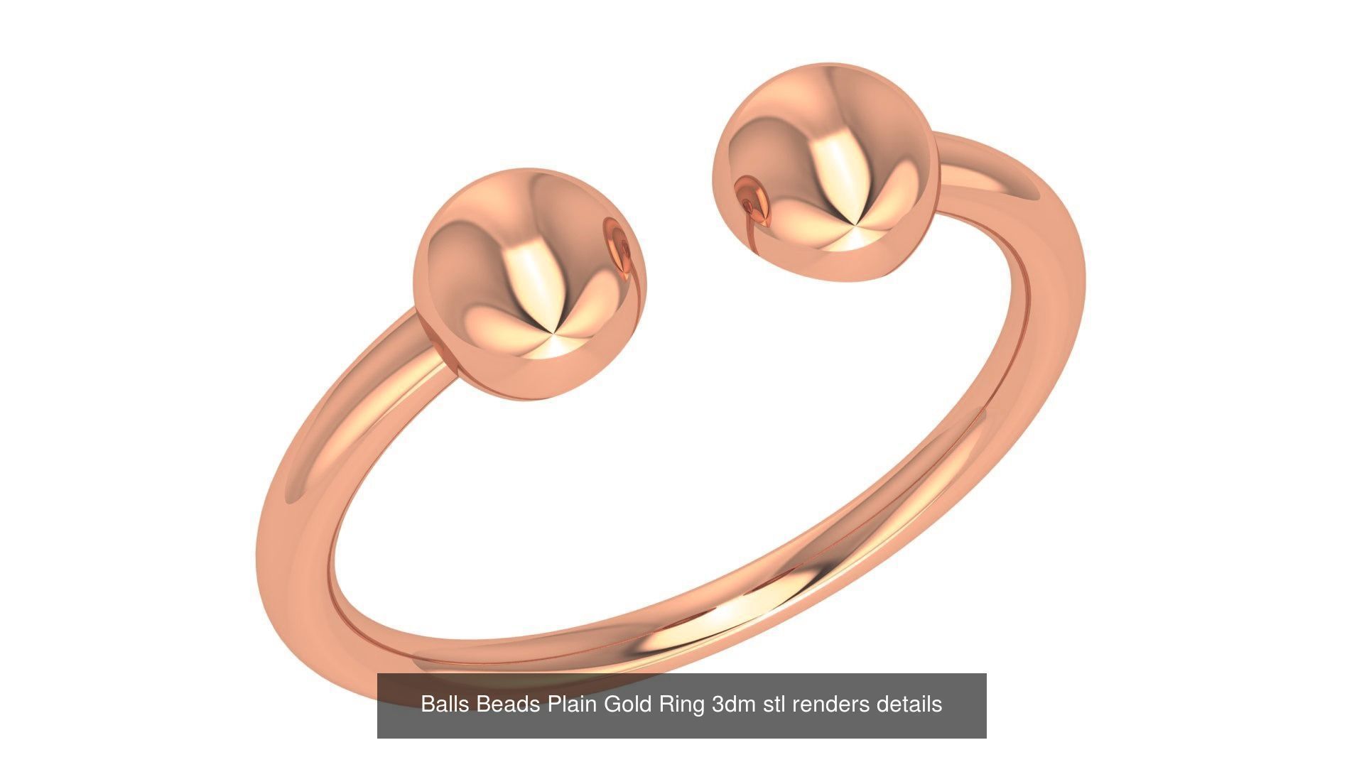 4 Dual End Light Wieght Minimilist Plain Gold Ring 3dm stl 3D Model Collection_2