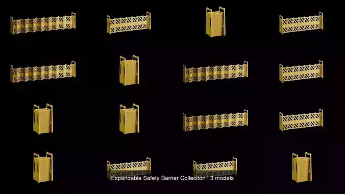 Expandable Safety Barrier Colleciton 3D Model Collection