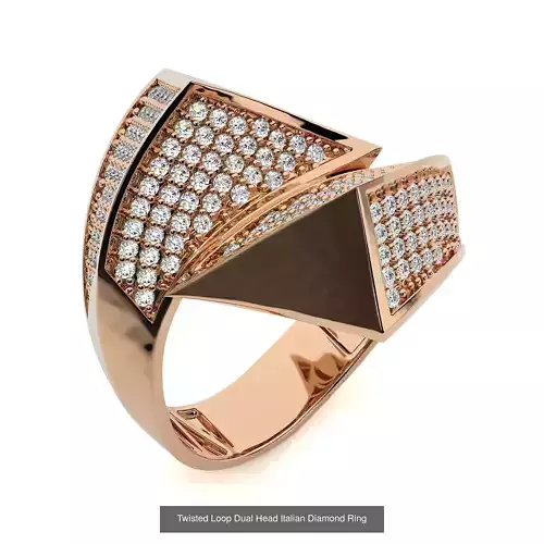 6 Twsited Loop Dual Head Italian Diamond Ring 