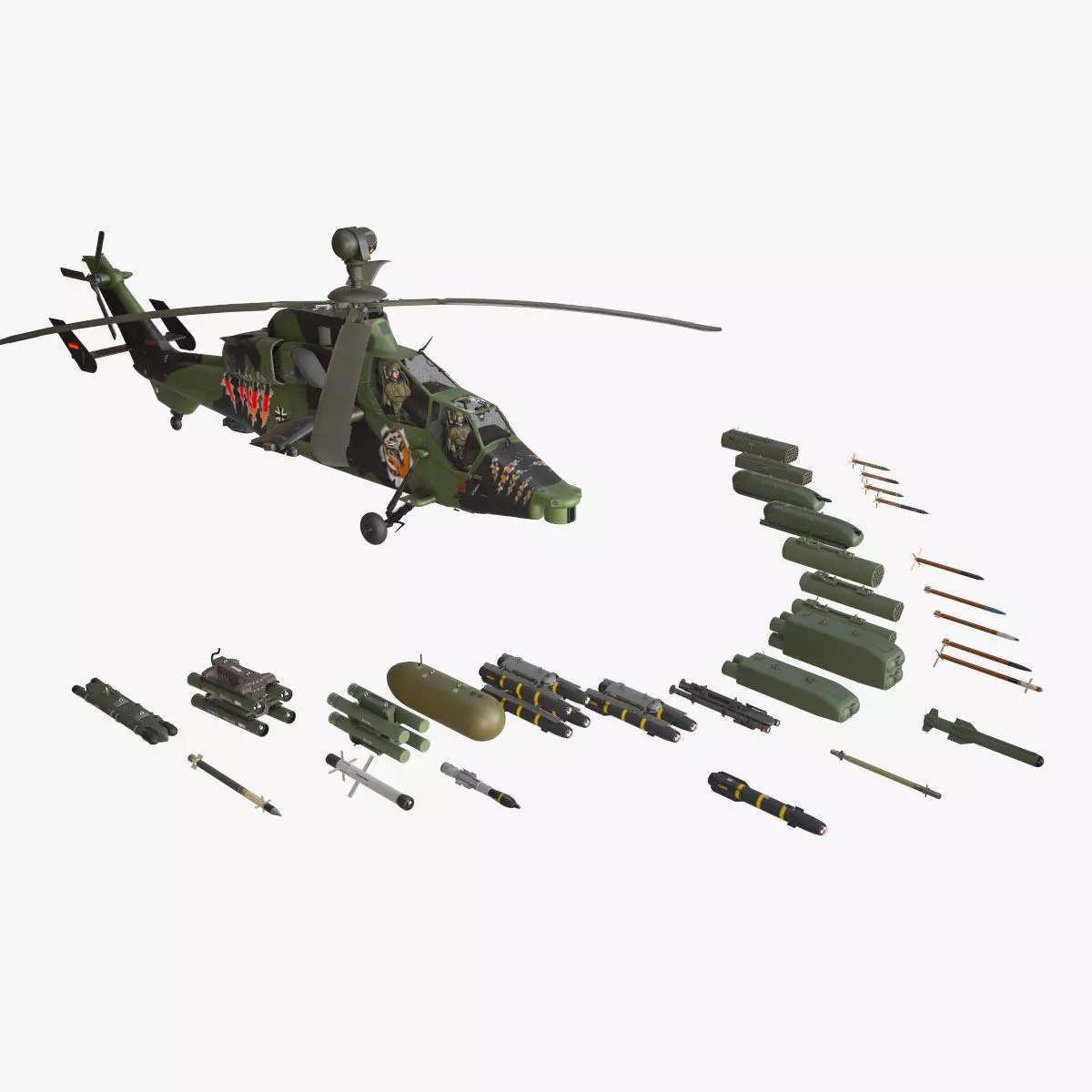  EC-665 Tiger HAC Germany Complex Animation Low-poly 3D model_0