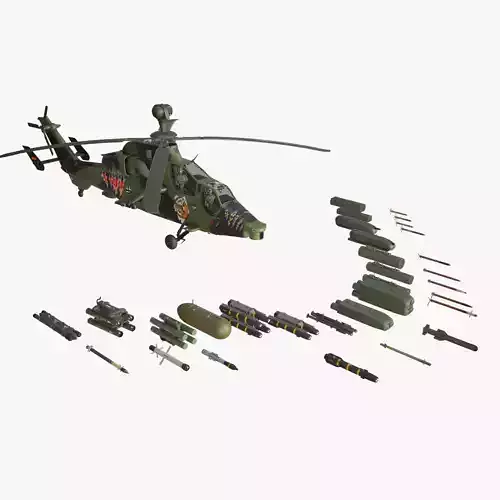  EC-665 Tiger HAC Germany Complex Animation Low-poly 3D model