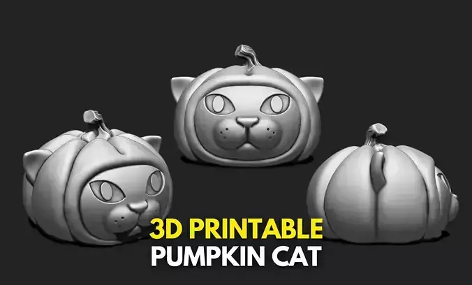 Pumpkin Cat Halloween - 3D STL File for 3D Printing