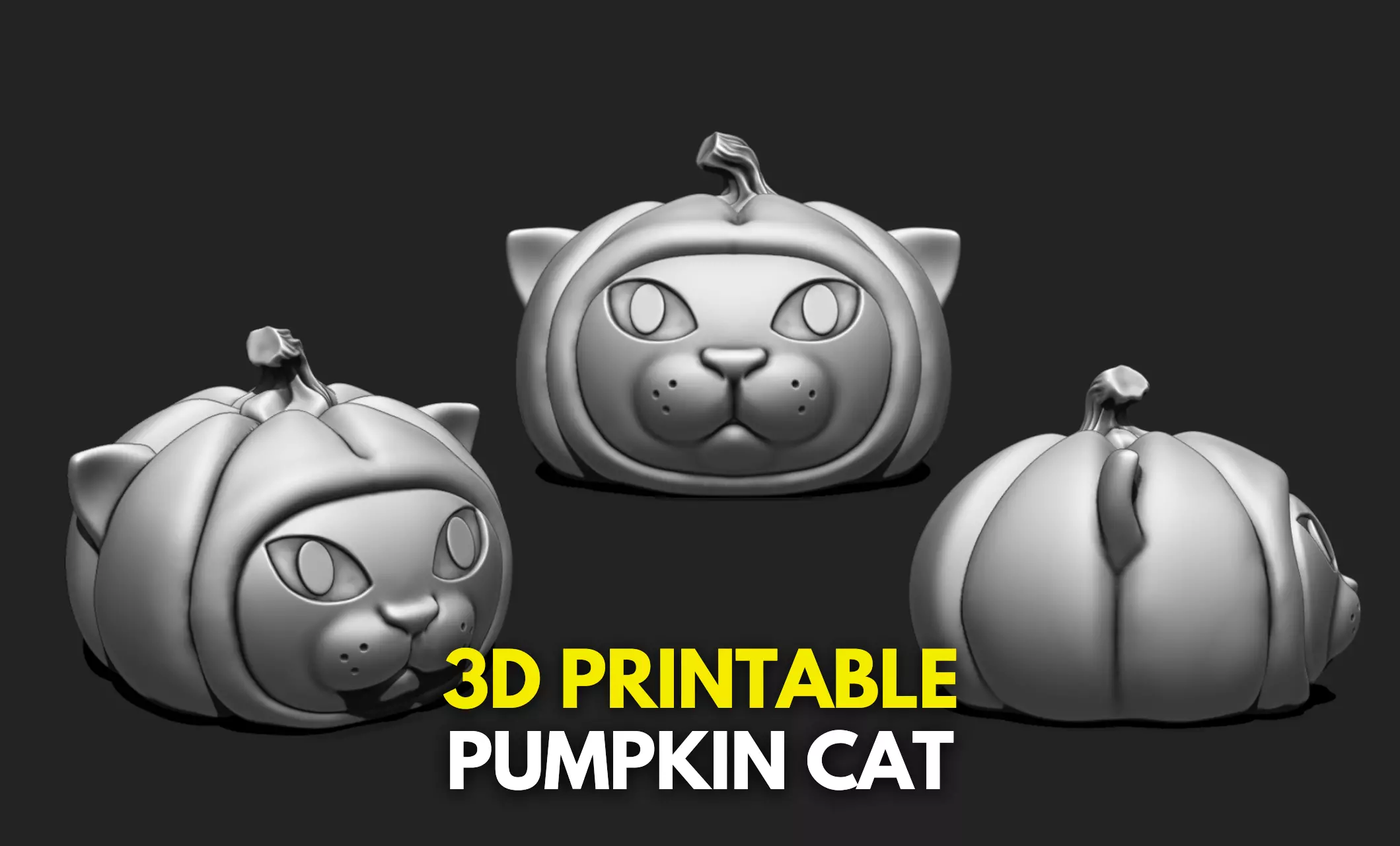 Pumpkin Cat Halloween - 3D STL File for 3D Printing 3D print model_0