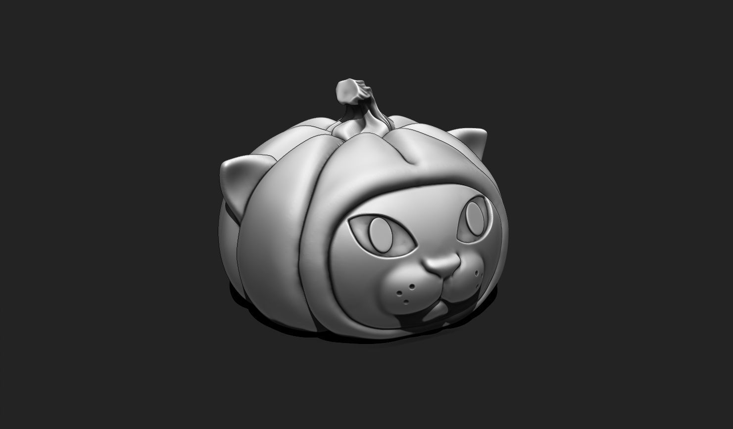 Pumpkin Cat Halloween - 3D STL File for 3D Printing 3D print model_3