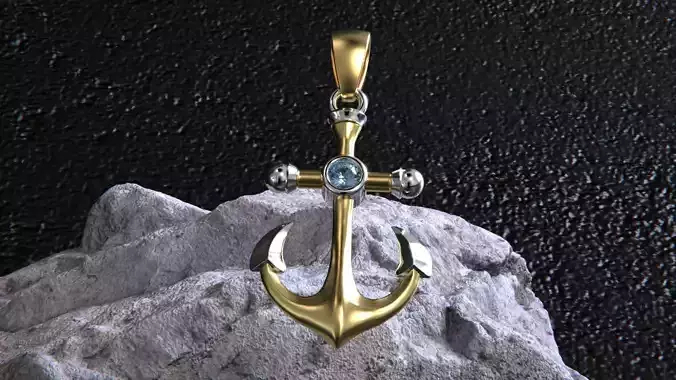anchor pendant gold 