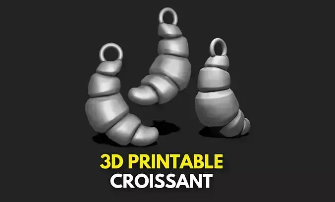 Croissant Pendant - 3D STL File for 3D Printing 3D print model