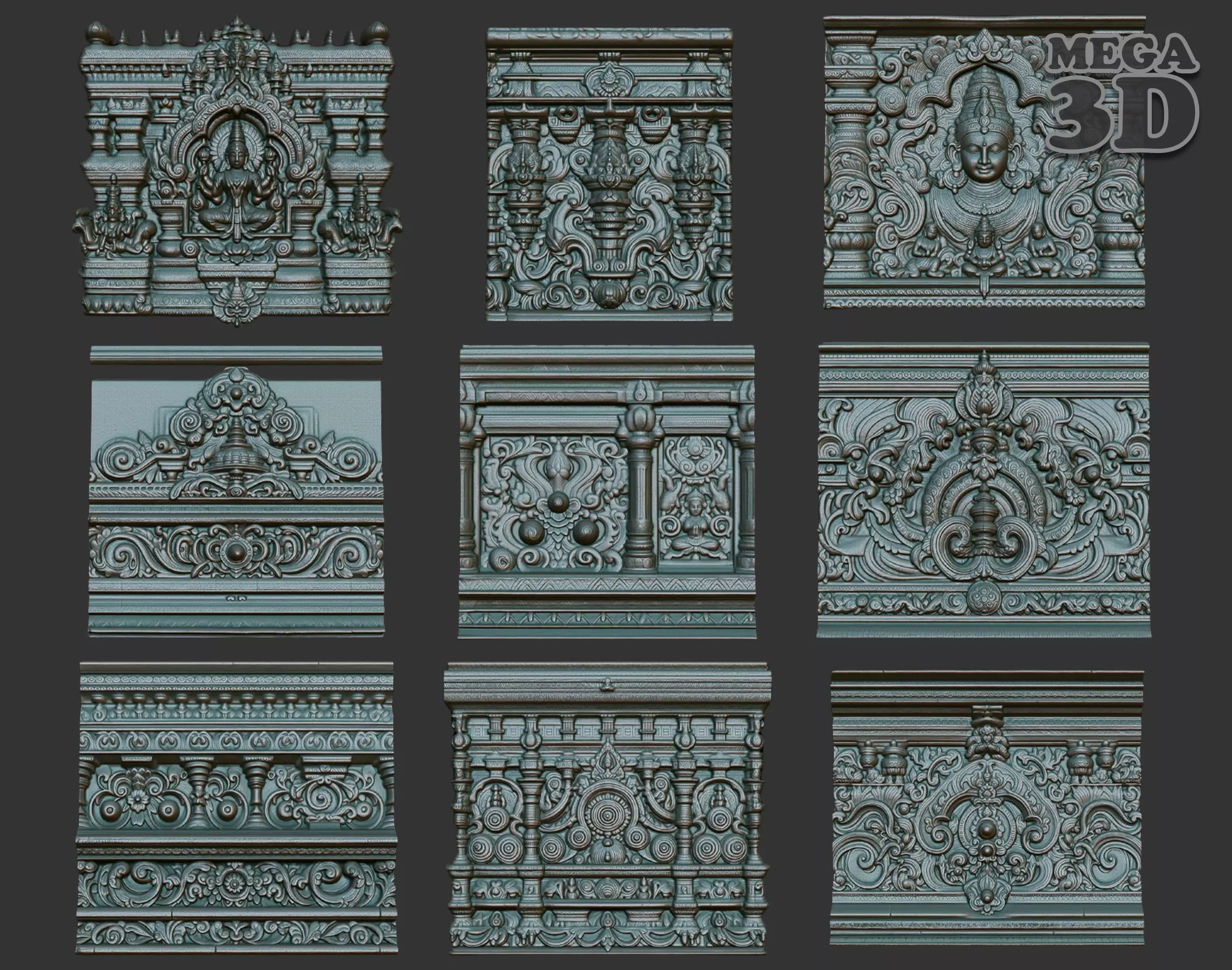 Indian Temple Wall basrelief Pack 240622 3D Model Collection_0