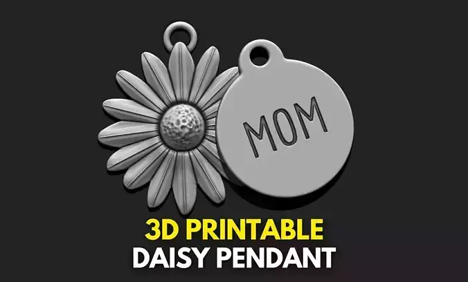 Daisy Pendant - 3D STL File for 3D Printing 3D print model