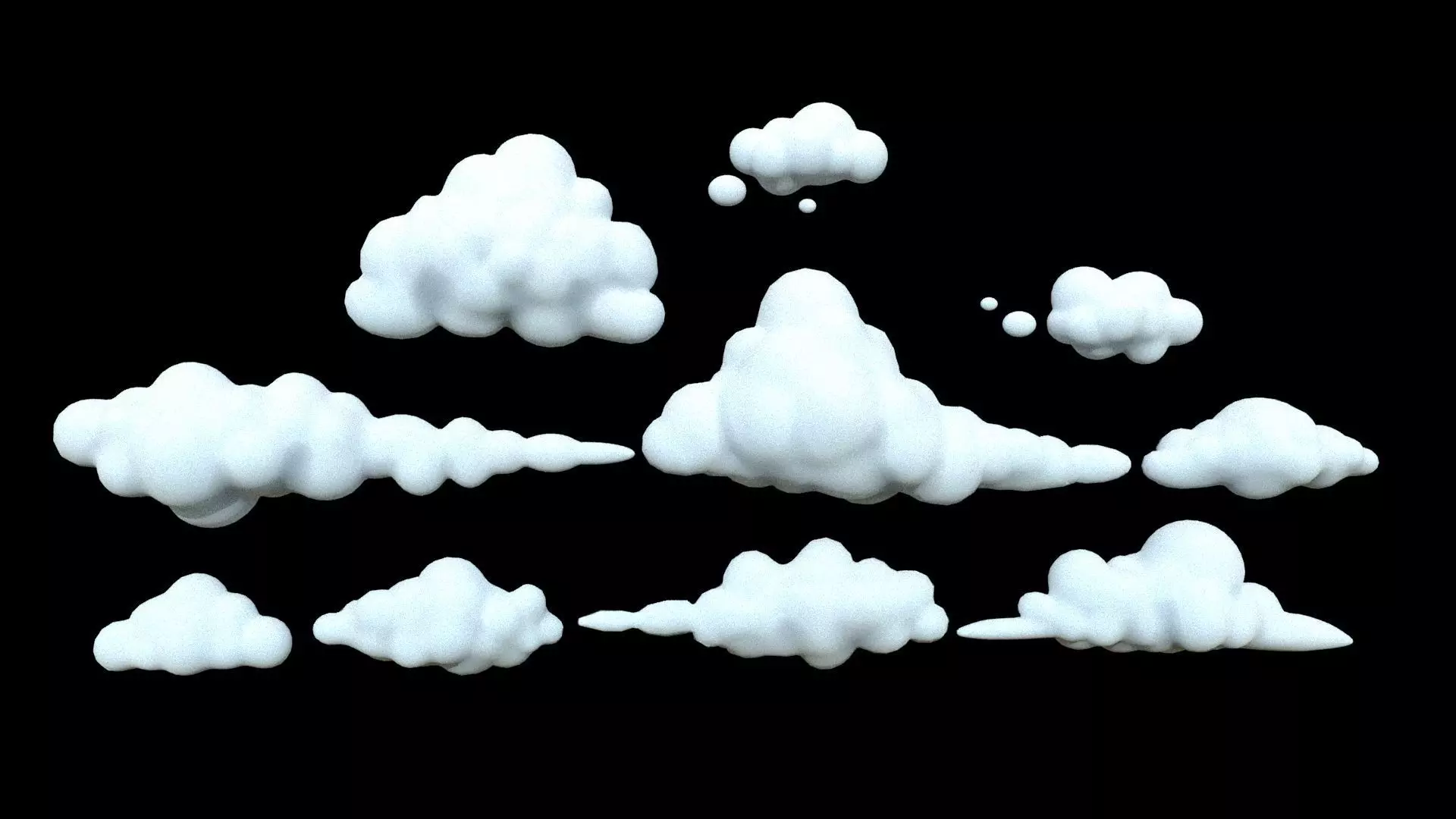 Cartoon Clouds Low-poly 3D model