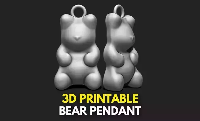 Bear Pendant - 3D STL File for 3D Printing