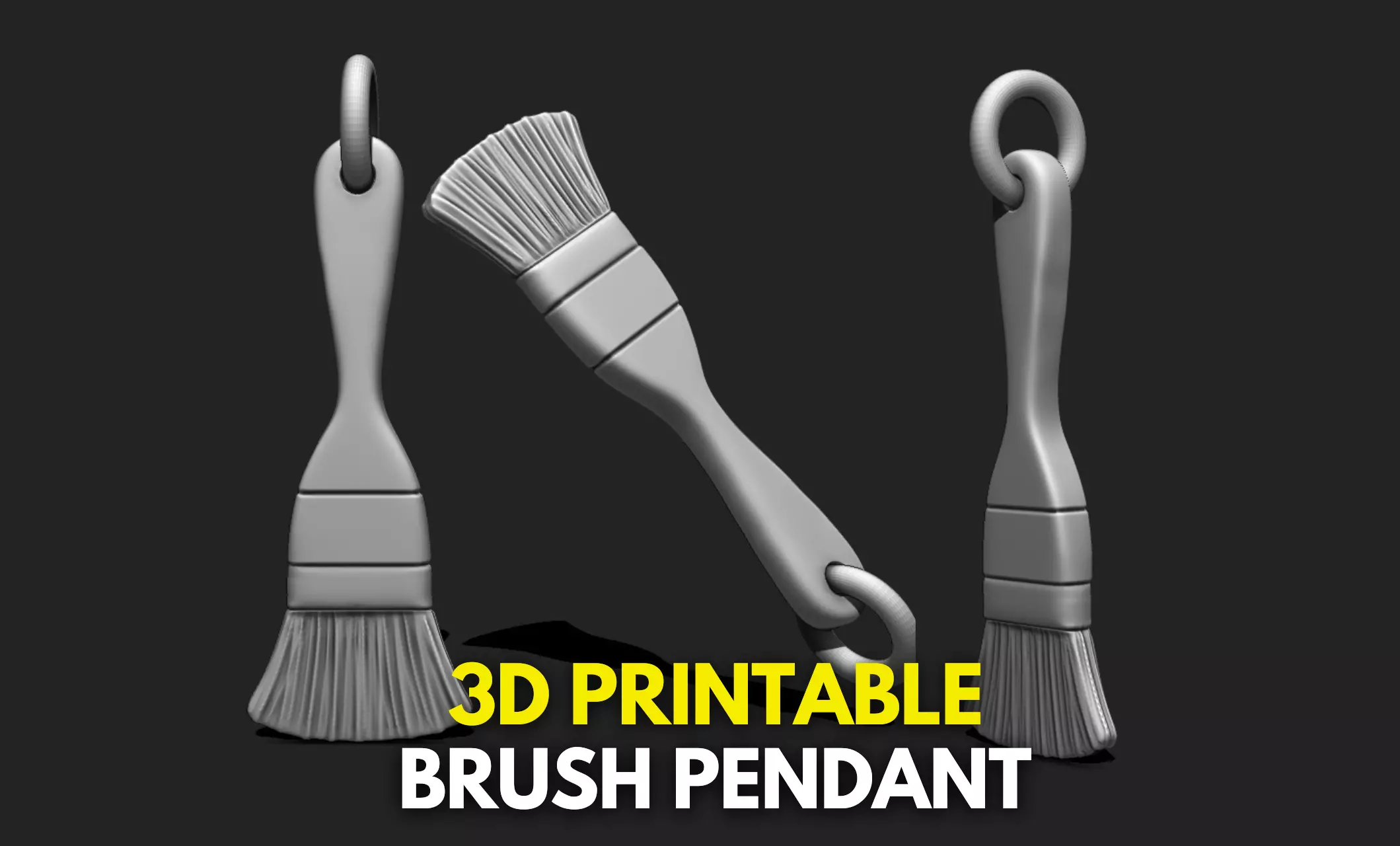 Brush Pendant - 3D STL File for 3D Printing 3D print model_0