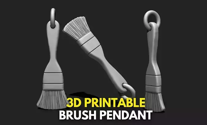 Brush Pendant - 3D STL File for 3D Printing 3D print model