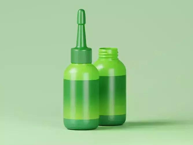 Cosmetic Dropper Green Bottle 3D Model