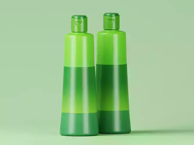 Press Cap Green Liquid Product Bottle 3D Model