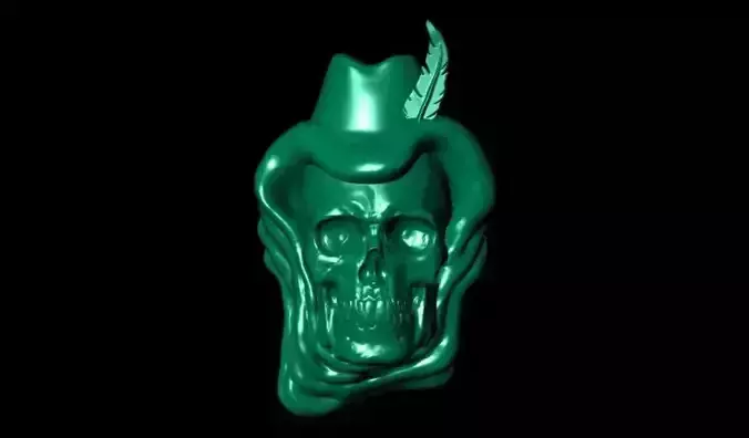 3D Cowboy Skull Pendant Printable Model