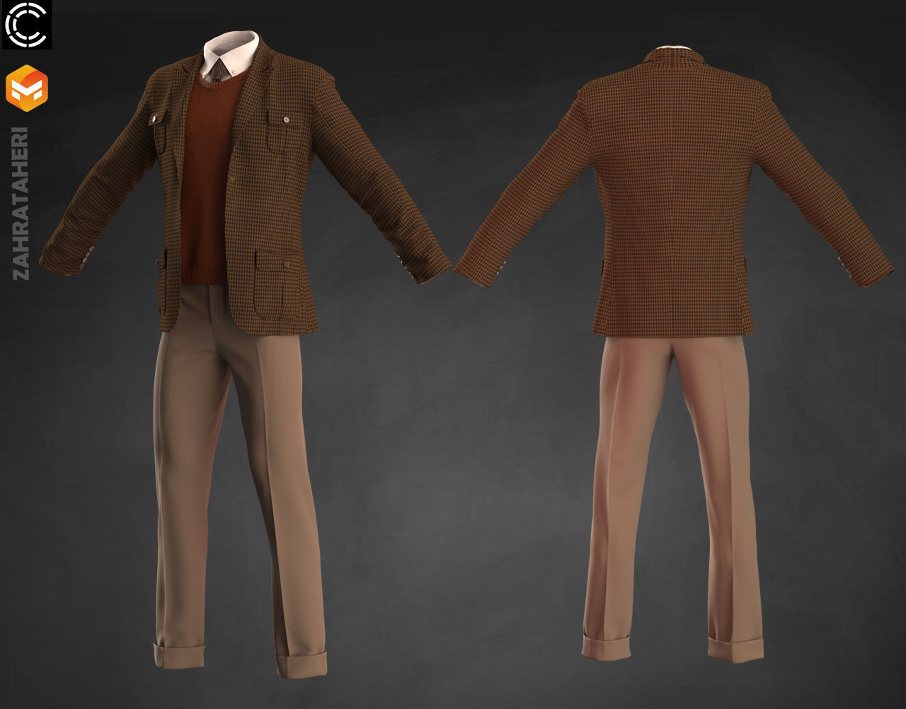 MENS SUIT 3D model_2