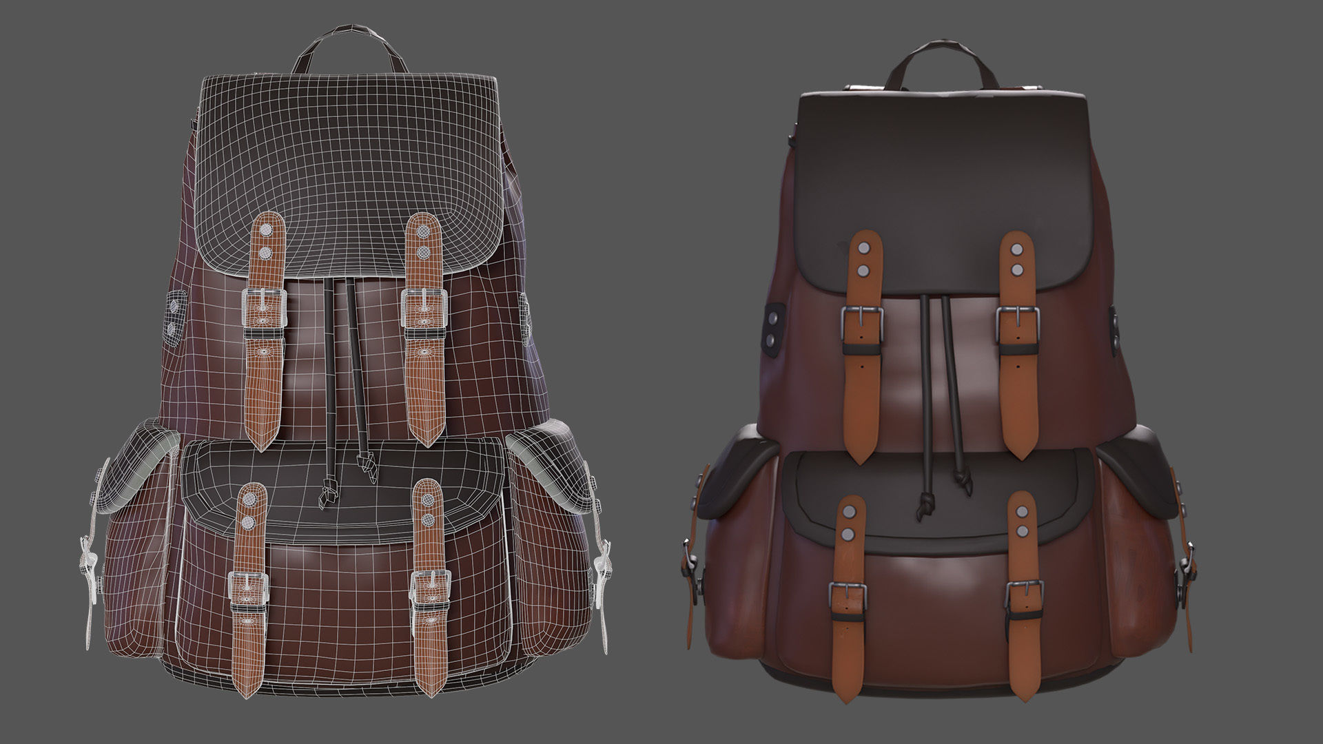 BackPack Low-poly 3D model_9