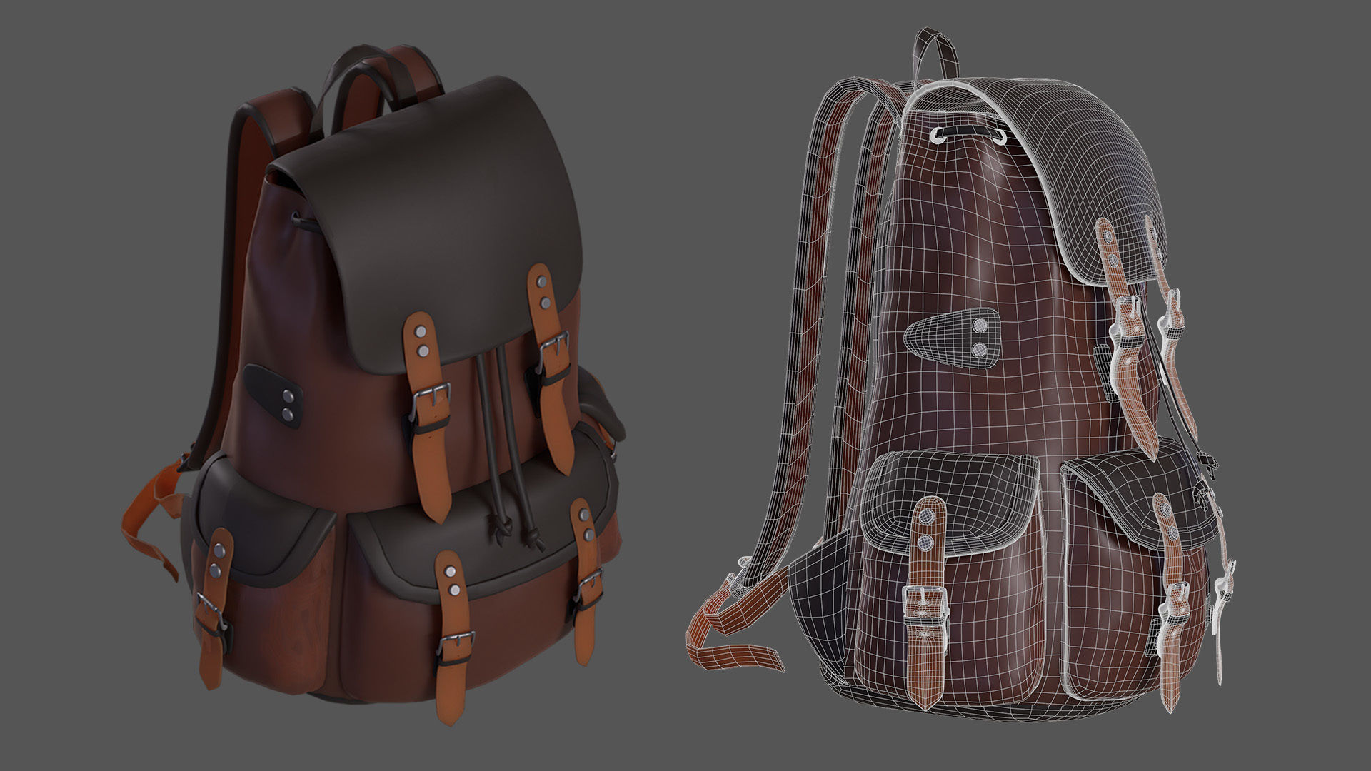 BackPack Low-poly 3D model_11