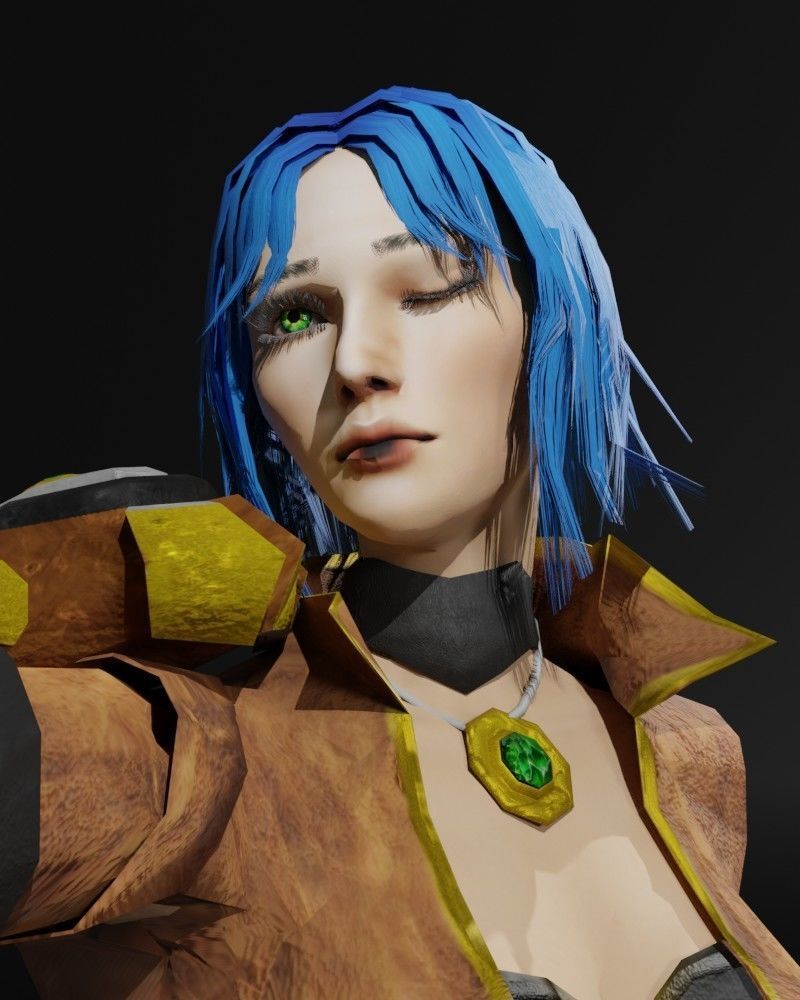 Steampunk Adventurer Game Character Low-poly 3D model_7