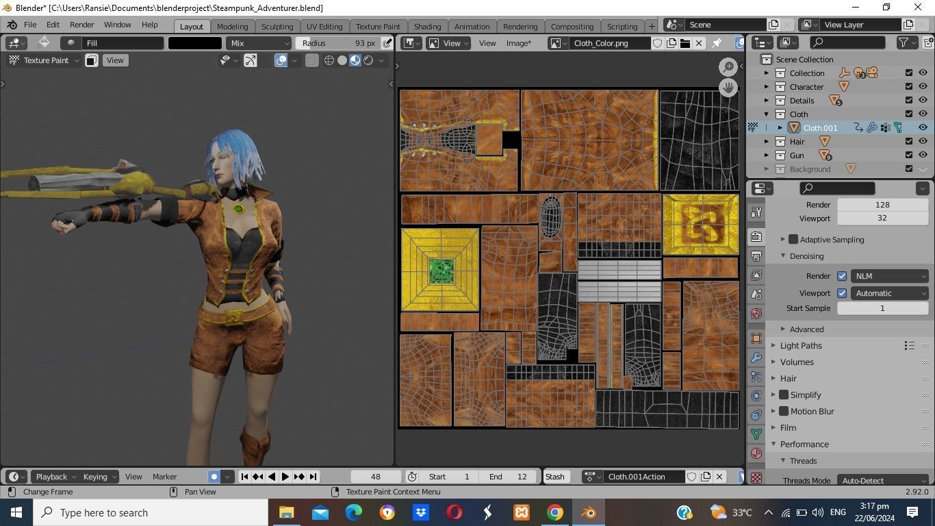 Steampunk Adventurer Game Character Low-poly 3D model_14