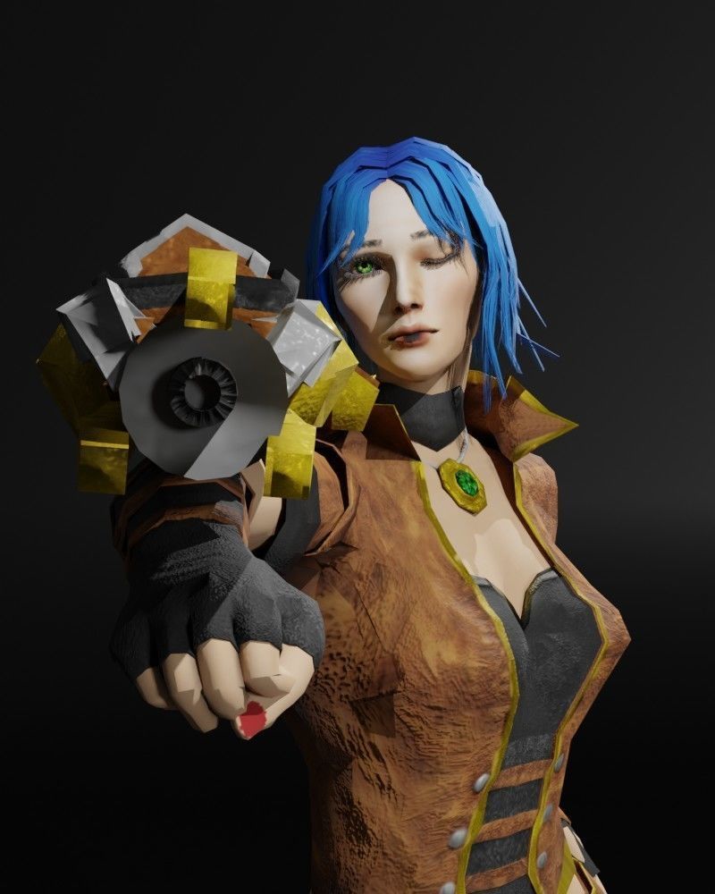 Steampunk Adventurer Game Character Low-poly 3D model_6