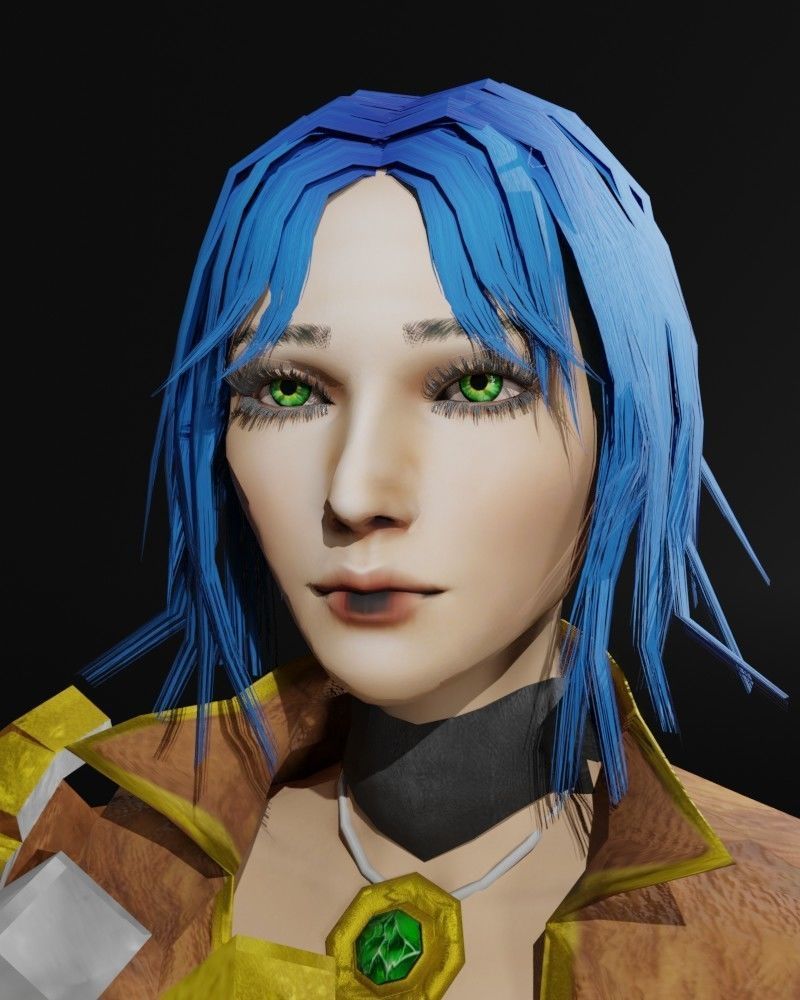 Steampunk Adventurer Game Character Low-poly 3D model_3