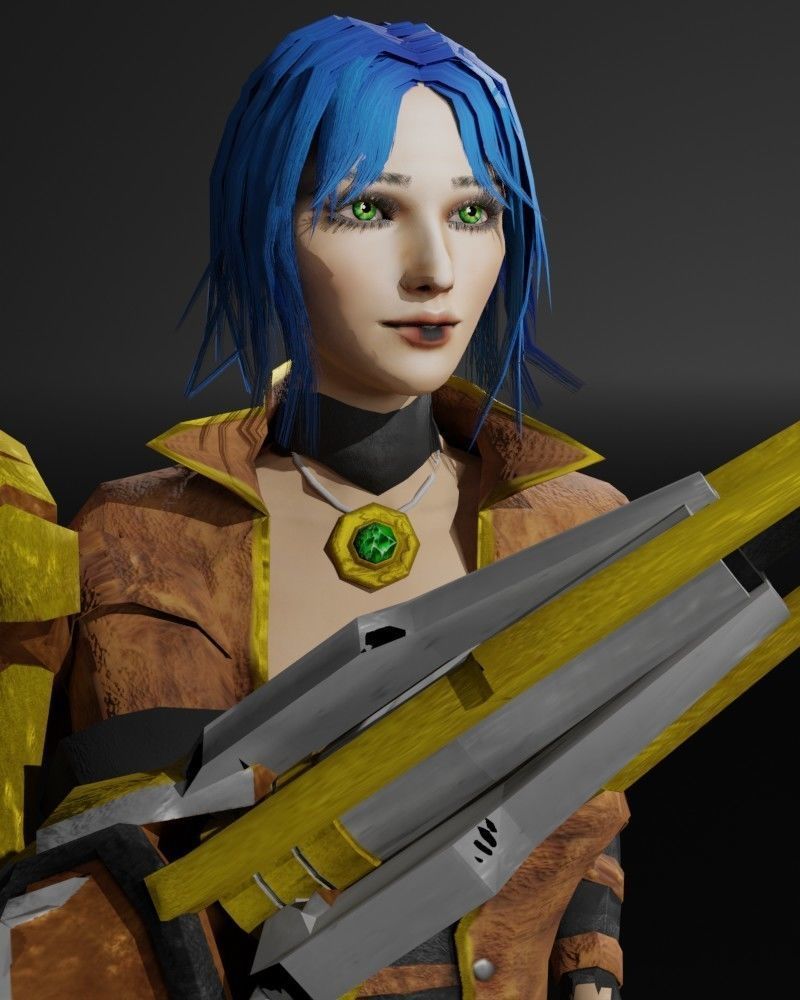 Steampunk Adventurer Game Character Low-poly 3D model_2