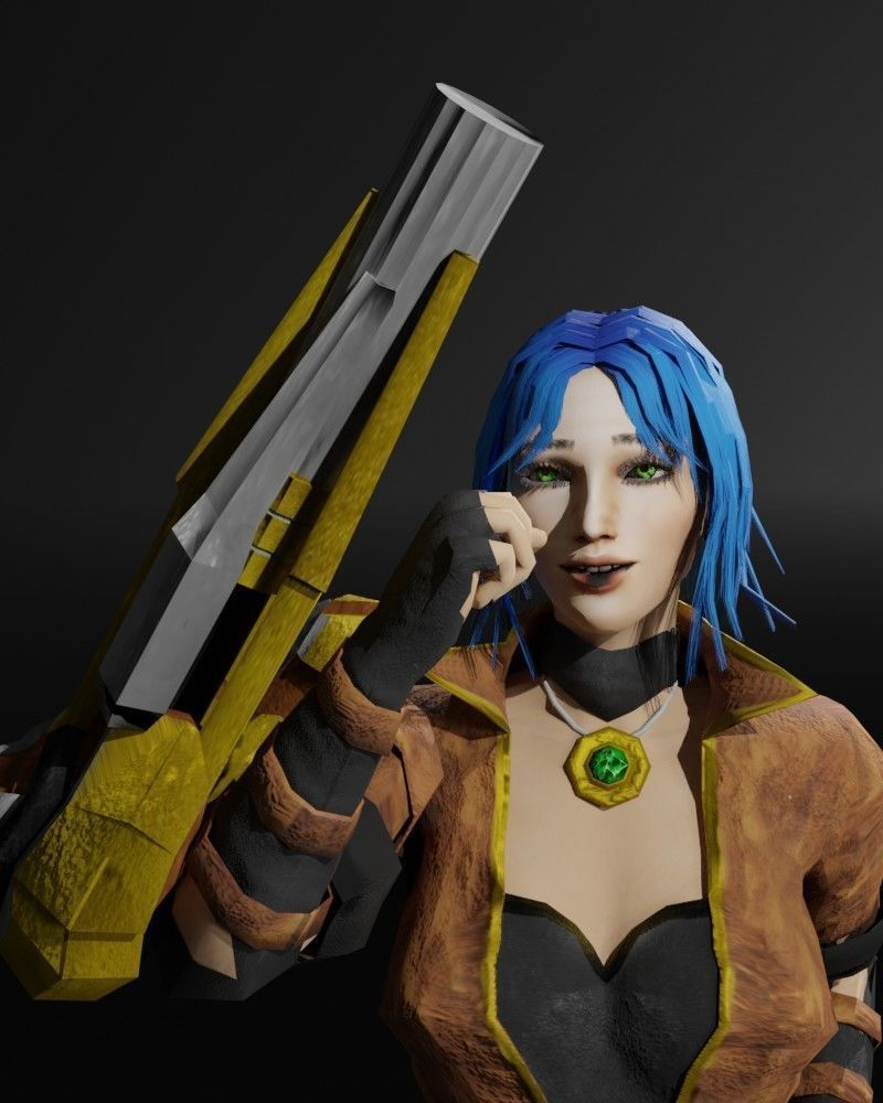 Steampunk Adventurer Game Character Low-poly 3D model_10