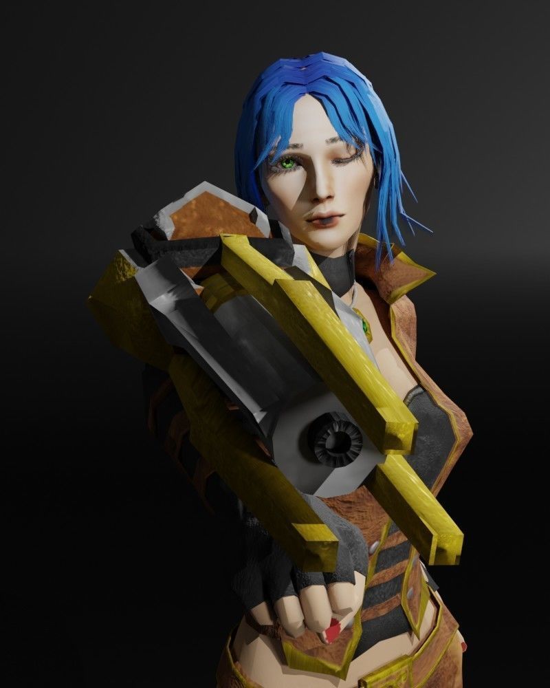 Steampunk Adventurer Game Character Low-poly 3D model_9